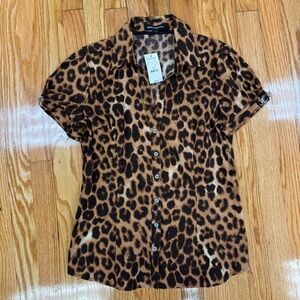 NWT Express Design Studio Y2K Animal Print Button Down Shirt